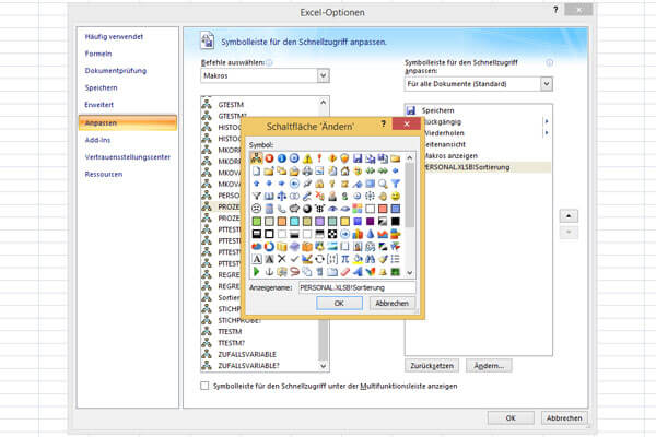 excel makros schaltfläche ändern