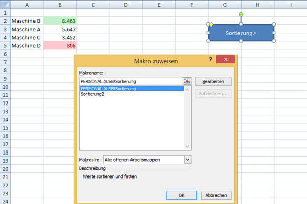 excel makros zuweisen