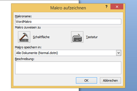 word makros benennen