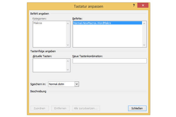 word makros tastenkombination